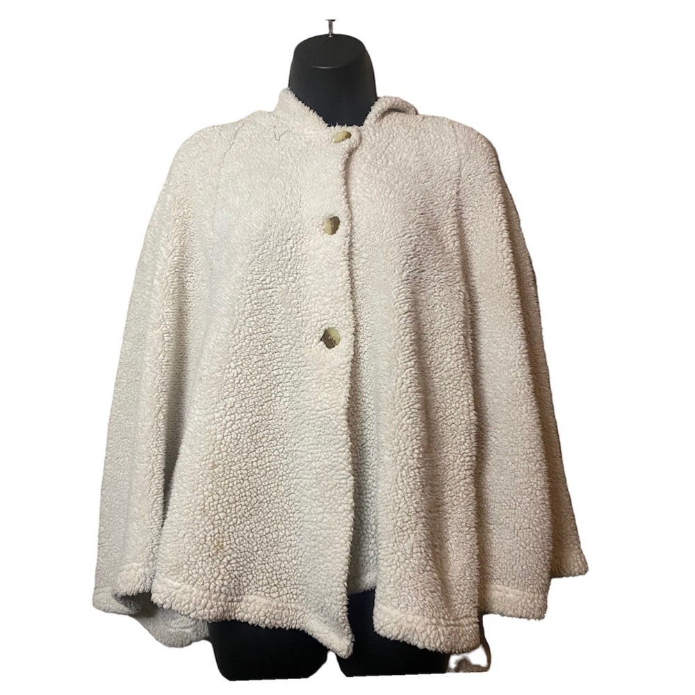 LOVE Fluffy teddy bear sleeveless poncho hooded comfy & cozy